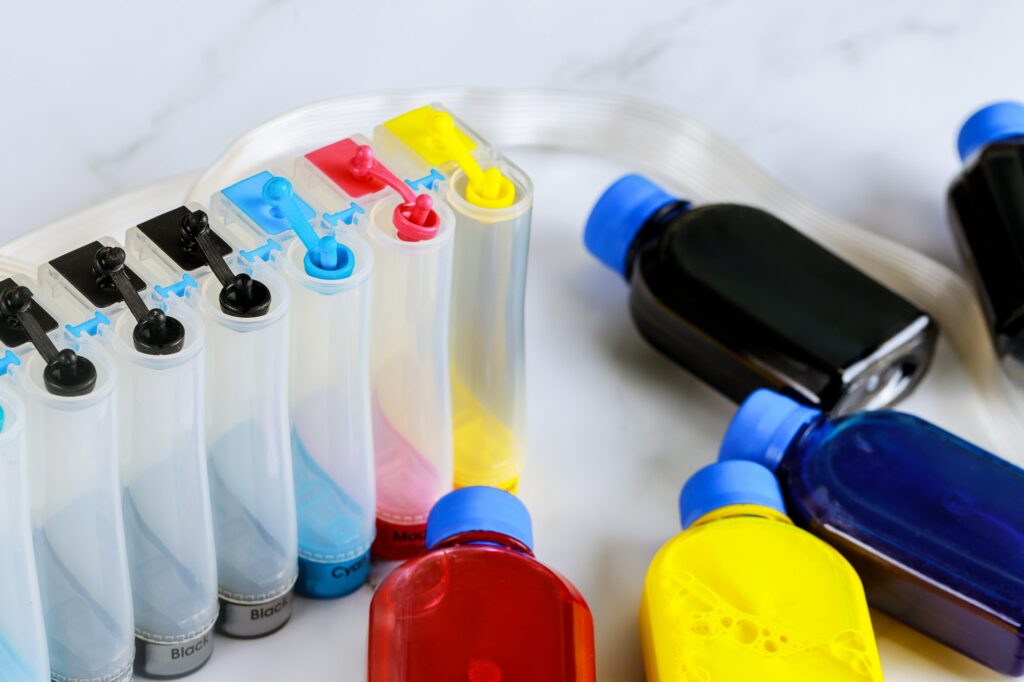Refilling color CMYK ink tank on inkjet printer